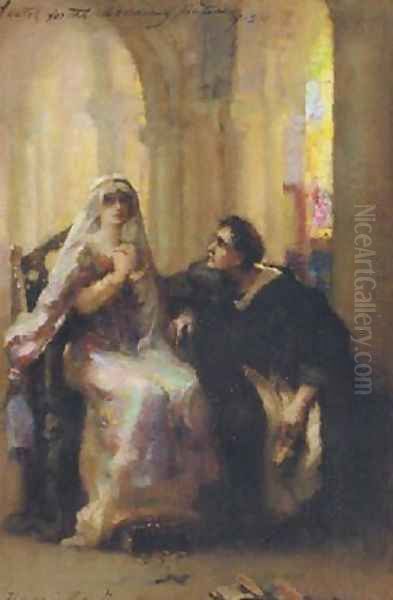 Ellen Terry and Henry Irving in Abelard and Heloise (sketch) Oil Painting by Henrietta Rae