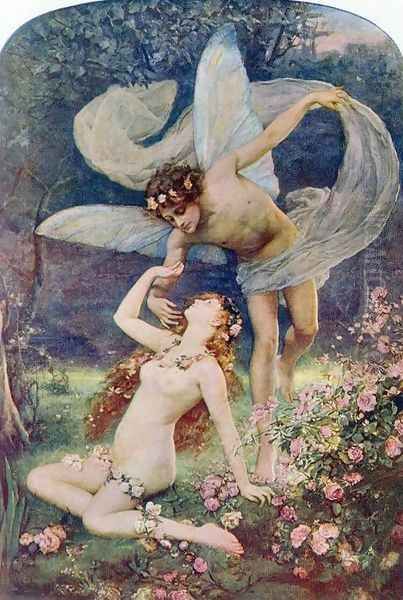 Zephyrus wooing Flora Oil Painting by Henrietta Rae