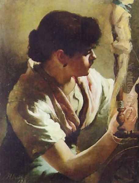 Spinning Oil Painting by Henrietta Rae