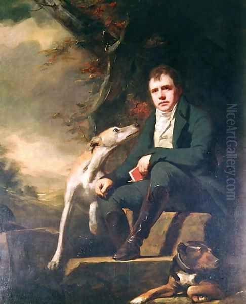 Portrait of Sir Walter Scott and his dogs Oil Painting by Sir Henry Raeburn