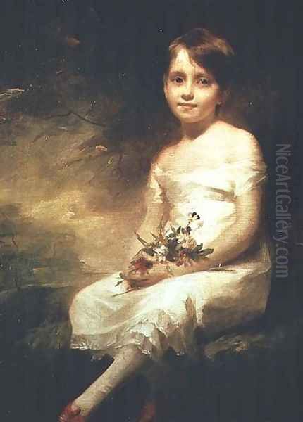 Little Girl with Flowers or Innocence, Portrait of Nancy Graham Oil Painting by Sir Henry Raeburn