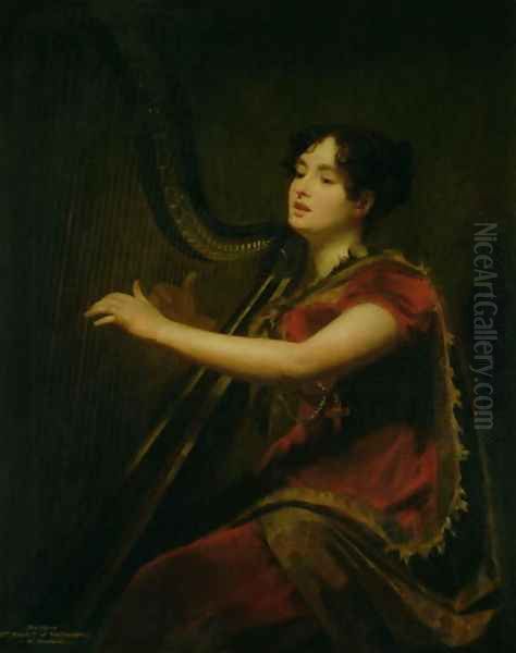 The Marchioness of Northampton, Playing a Harp, c.1820 Oil Painting by Sir Henry Raeburn