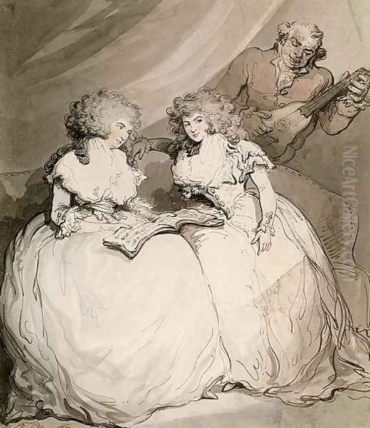 The Duchess of Devonshire and her Sister, the Countess of Bessborough Oil Painting by Thomas Rowlandson