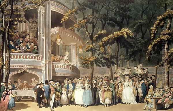 Vauxhall Gardens from Ackermanns Microcosm of London, 1809 Oil Painting by Thomas Rowlandson