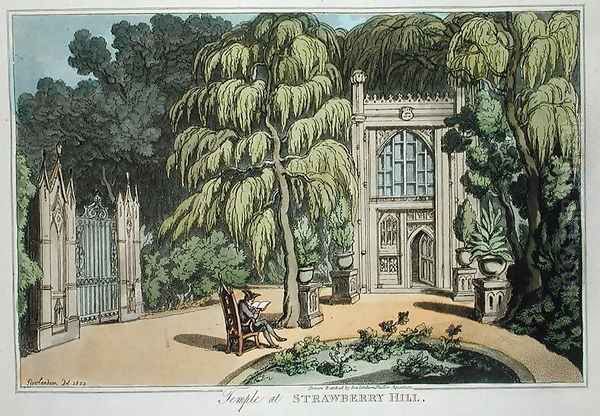 Temple at Strawberry Hill, from Sketches from Nature, published 1822 Oil Painting by Thomas Rowlandson