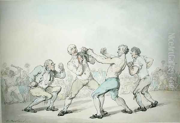 A Boxing Match Oil Painting by Thomas Rowlandson