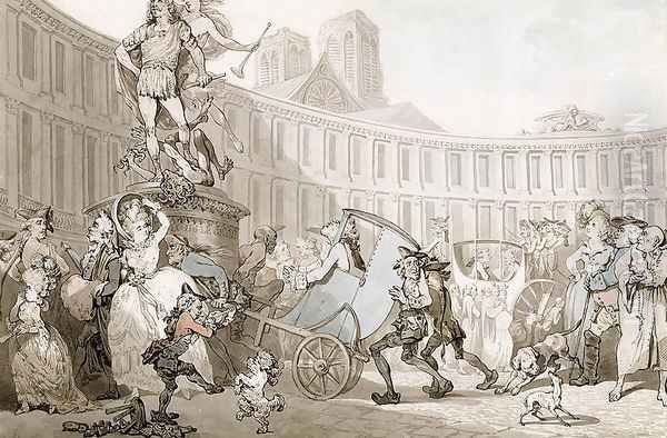 La Place des Victoires, Paris, c.1789 Oil Painting by Thomas Rowlandson