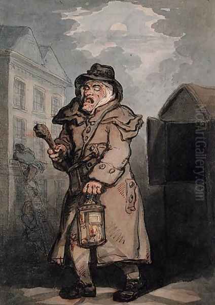 The Nightwatchman Oil Painting by Thomas Rowlandson