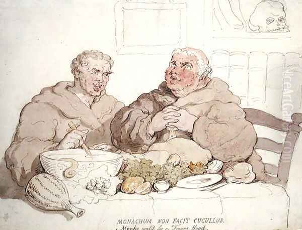 Monachum Non Facit Cucullus - Monks Unfit for a Friars Hood Oil Painting by Thomas Rowlandson