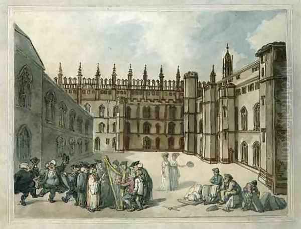 Quadrangle of Kings College, Cambridge Oil Painting by Thomas Rowlandson