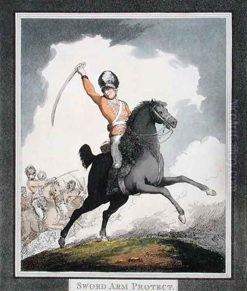 Sword Arm Protect, from Hungarian and Highland Broadsword, published 1798 Oil Painting by Thomas Rowlandson