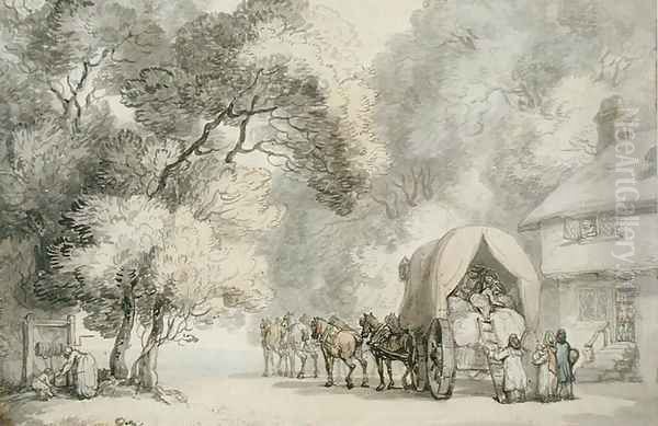 A Carriers Cart Outside an Inn, c.1785-90 Oil Painting by Thomas Rowlandson