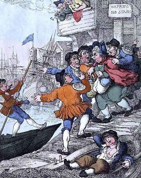 Miseries of London - the Thames at Wapping Oil Painting by Thomas Rowlandson