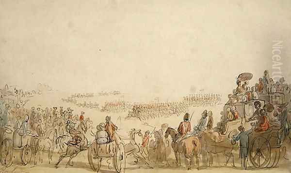 Review of the Light Horse Volunteers on Wimbledon Common, 1798 Oil Painting by Thomas Rowlandson