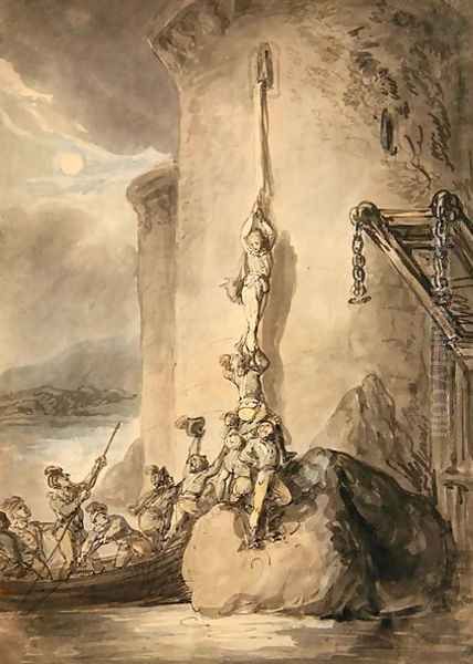 A Military Escapade, c.1794 Oil Painting by Thomas Rowlandson