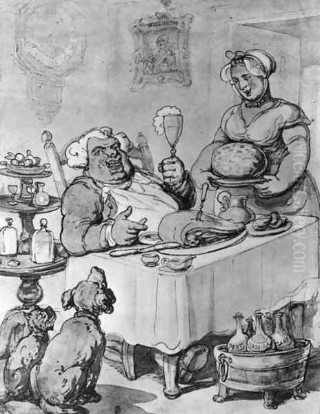 A Good Meal Oil Painting by Thomas Rowlandson