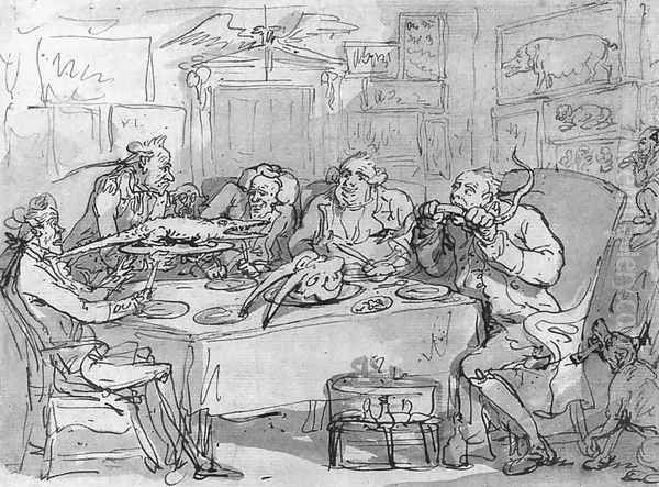 The Fish Dinner Oil Painting by Thomas Rowlandson