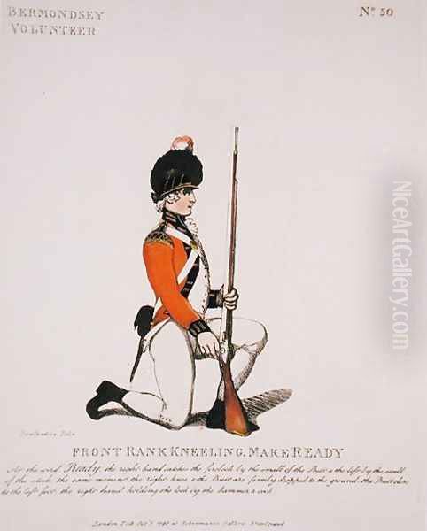 Bermondsey Volunteer, plate 50 from Loyal Volunteers of London and Environs, published 1798 Oil Painting by Thomas Rowlandson