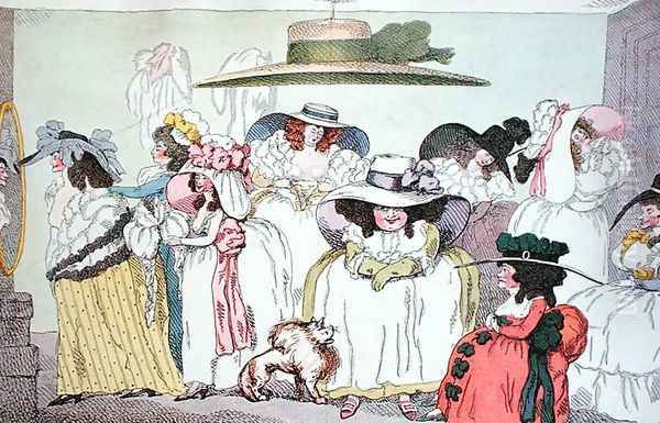 Caricature of the fashion for large hats, 1786 Oil Painting by Thomas Rowlandson