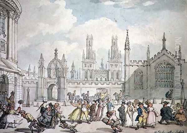 All Souls College, Oxford Oil Painting by Thomas Rowlandson