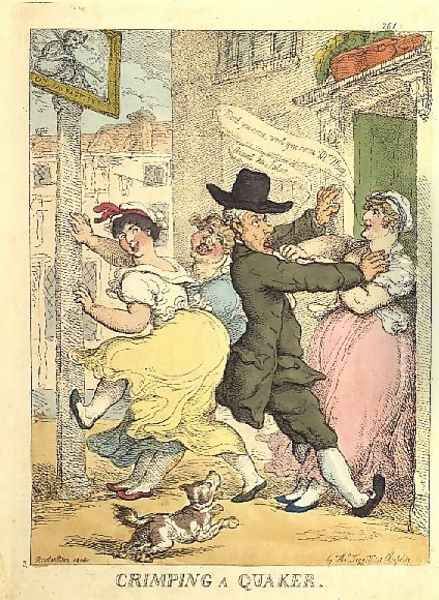 Crimping a Quaker from Teggs Caricatures Magazine, Vol IV, 1814 Oil Painting by Thomas Rowlandson