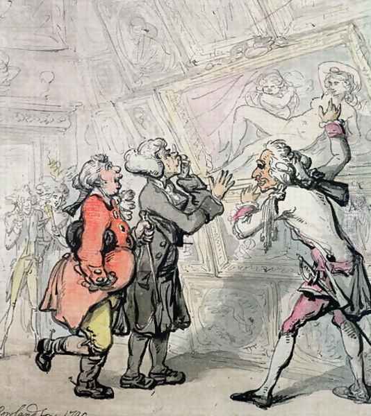 Englishmen Viewing Pictures on the Grand Tour, 1790 Oil Painting by Thomas Rowlandson