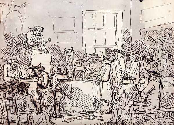 A Furniture Auction Oil Painting by Thomas Rowlandson