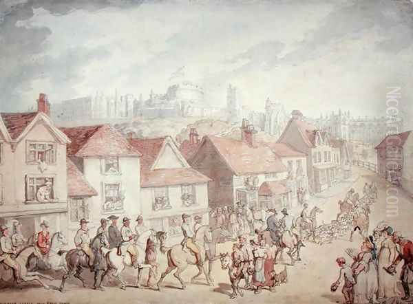 Windsor Castle from Eton Town, 1800 Oil Painting by Thomas Rowlandson