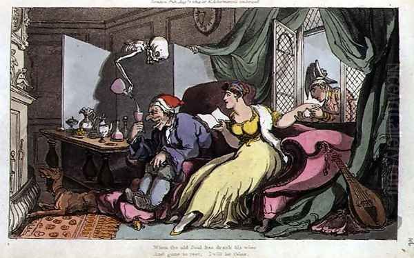 The Honeymoon, illustration from The English Dance of Death, pub. by R. Ackermann Oil Painting by Thomas Rowlandson