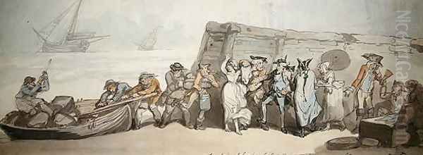 French Smugglers Detected by Custom House Officers at Landing, 1790 Oil Painting by Thomas Rowlandson