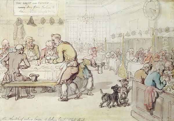 The Wheatshief Eating House, Salisbury Court, Fleet Street Oil Painting by Thomas Rowlandson