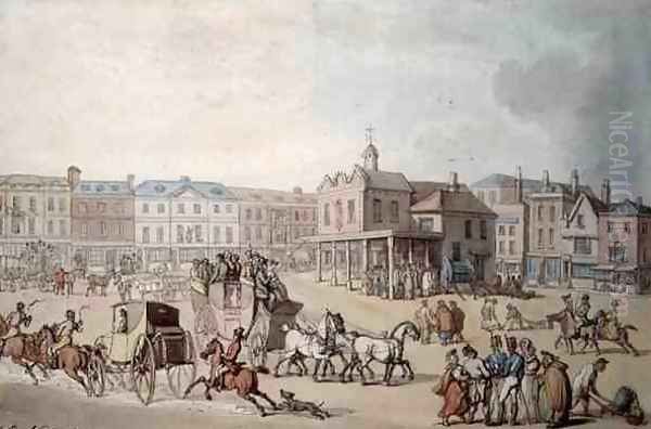 The Market Place, Kingston-upon-Thames, 1812 Oil Painting by Thomas Rowlandson