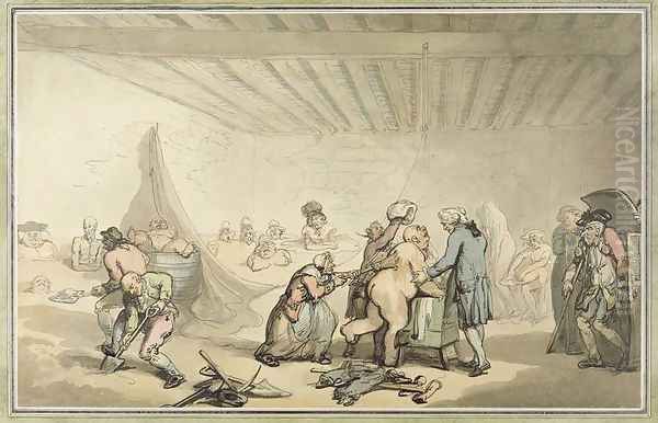 Dr Grahams Cold Earth and Warm Mud Bathing Establishment at 26 Fleet Street, London Oil Painting by Thomas Rowlandson