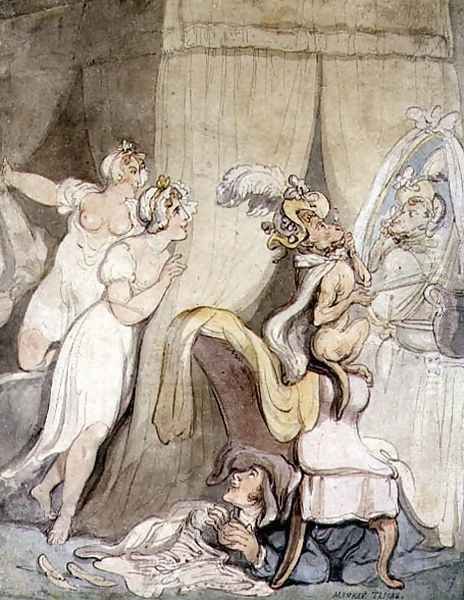 Monkey Tricks, c.1800 Oil Painting by Thomas Rowlandson