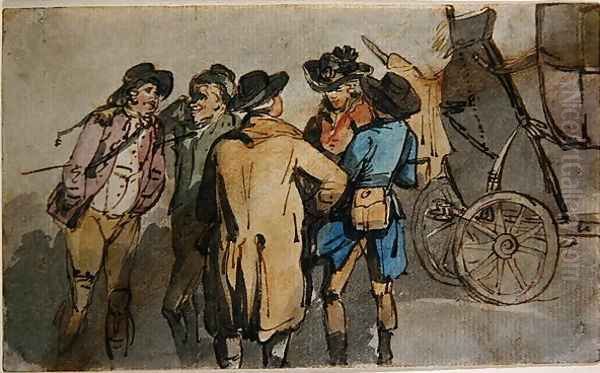 A Group of Figures Oil Painting by Thomas Rowlandson