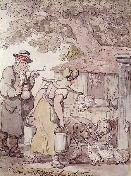 Molly Moggs and the Vicar Oil Painting by Thomas Rowlandson