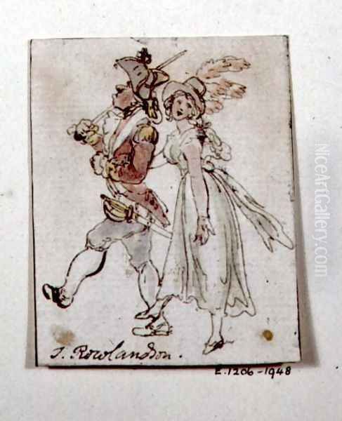 Caricature, hand coloured etching Oil Painting by Thomas Rowlandson