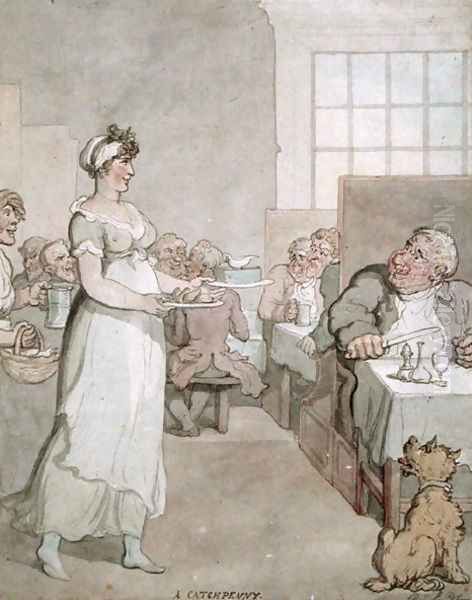 A Penny Slap Bang Shop 2 Oil Painting by Thomas Rowlandson