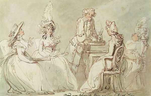 A Tea Party Oil Painting by Thomas Rowlandson