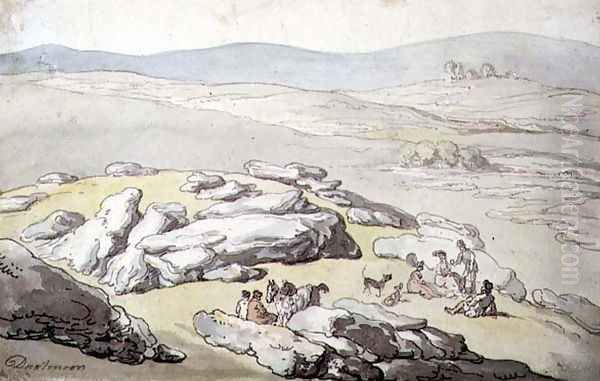 A Picnic on Dartmoor Oil Painting by Thomas Rowlandson