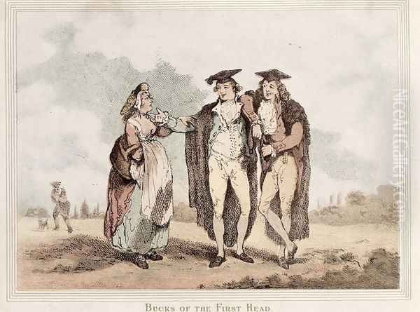 Bucks of the First Head, cartoon of Oxford undergraduates Oil Painting by Thomas Rowlandson