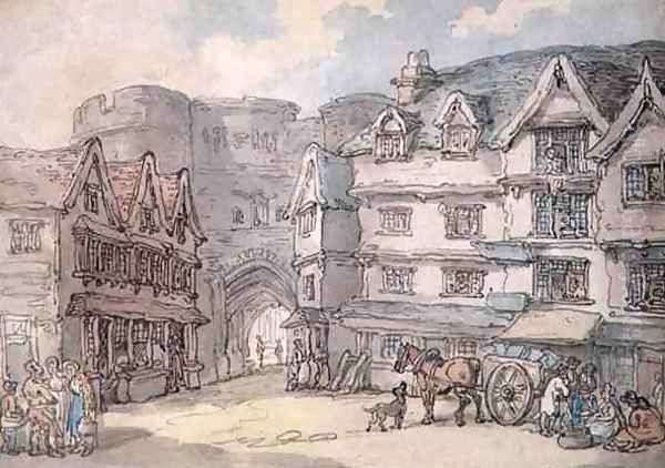 The South Gate, Exeter Oil Painting by Thomas Rowlandson