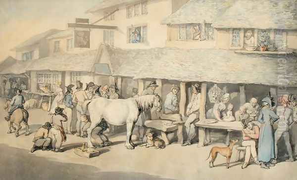 French Prisoners on Parole at Bodmin, Cornwall, 1795 Oil Painting by Thomas Rowlandson