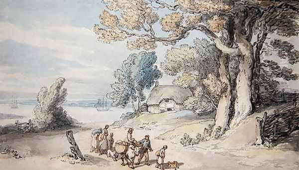 A View on the Isle of Wight Oil Painting by Thomas Rowlandson