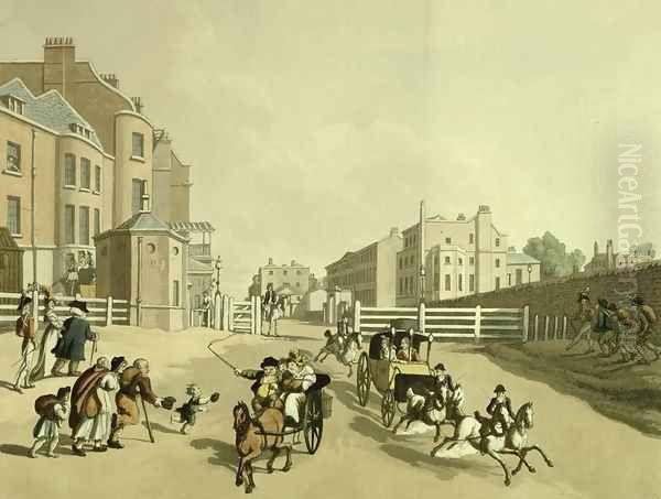 Entrance of Oxford Street at Tyburn Turnpike with a view of Park Lane, 1798 Oil Painting by Thomas Rowlandson