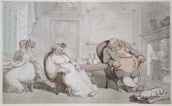 A Stolen Kiss Oil Painting by Thomas Rowlandson