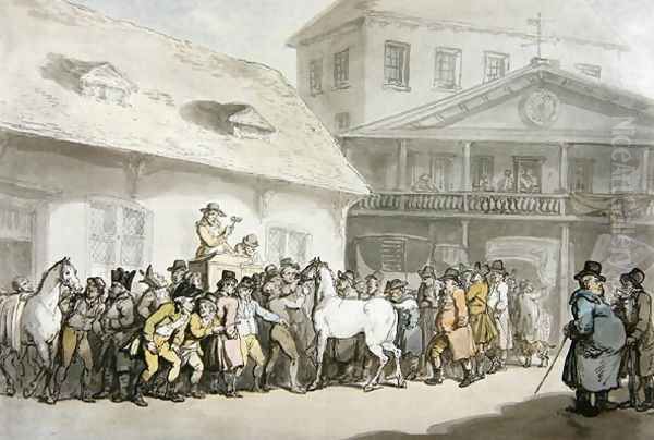 A Horse Sale at Hopkinss Repository, Barbican, c.1798-1800 Oil Painting by Thomas Rowlandson