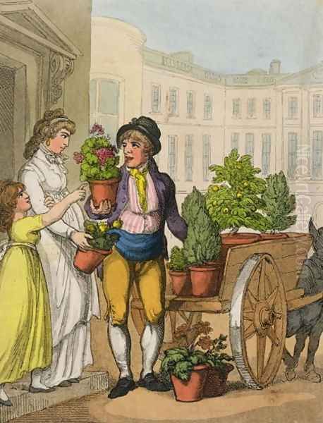 Cries of London The Garden Pot Seller, 1799 Oil Painting by Thomas Rowlandson