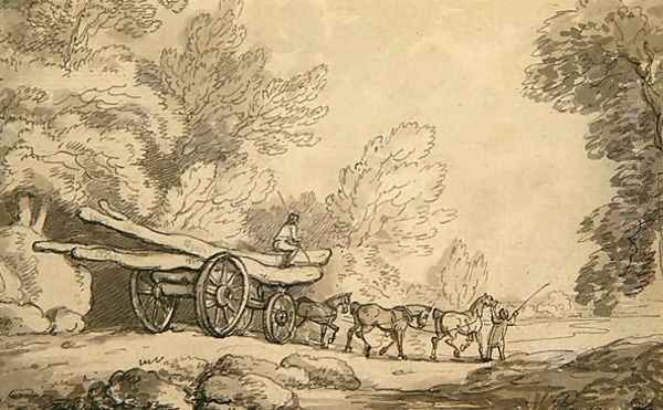 A Timber Wagon, c.1790 Oil Painting by Thomas Rowlandson