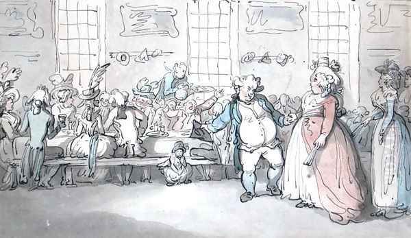 A Public Breakfast Oil Painting by Thomas Rowlandson